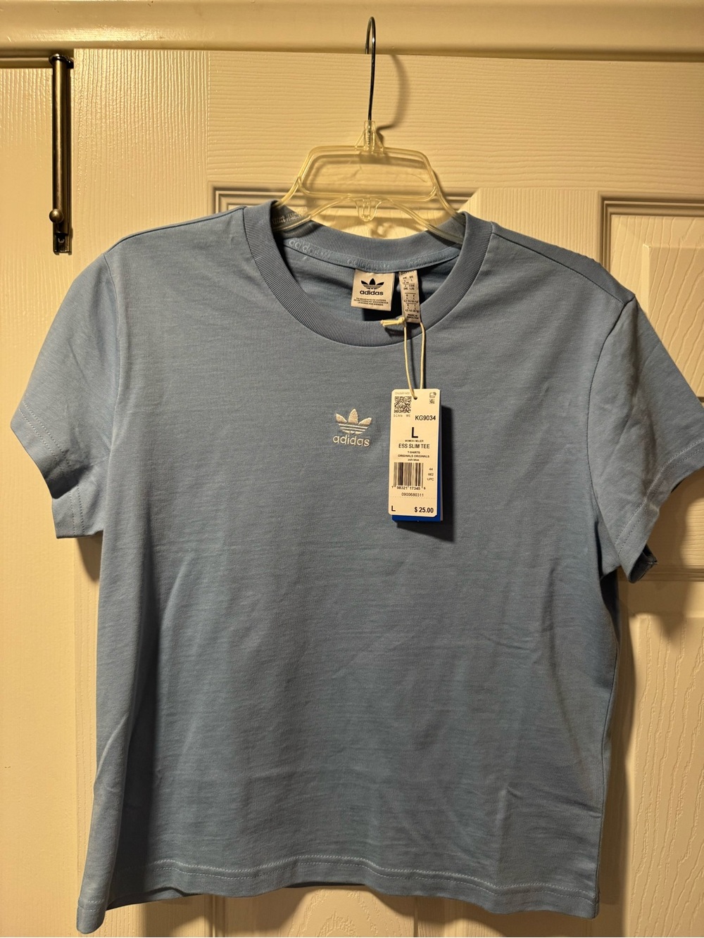 adidas Baby Blue Trefoil Logo Short Sleeve Tee - Women’s Casual Crew